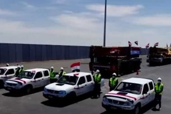 صورة بالفيديو.. معدات مصرية ثقيلة تدخل غزة لأول مرة