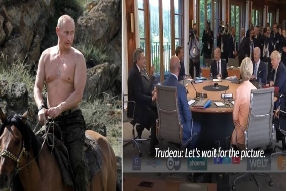 صورة قادة «مجموعة السبع» يسخرون من صورة «بوتين» العارية.. ماذا قالوا؟